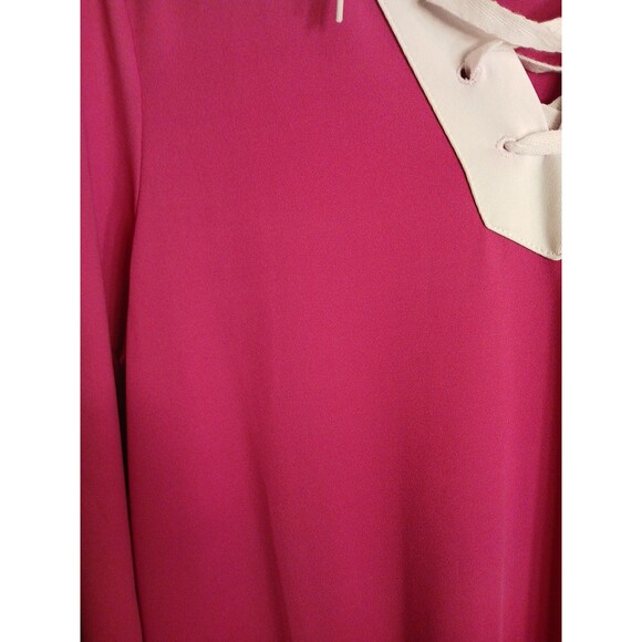 Cuddl Duds Pink Nitegown Oversized T-shirt XS Front Lace-up Detail Pockets - Picture 4 of 16